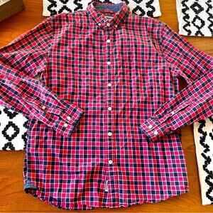 Express Long sleeve button down Checkered Shirt mens medium M blue red